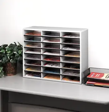 Literature Organizer - 24 Compartment, Letter, Dove Gray, image 2