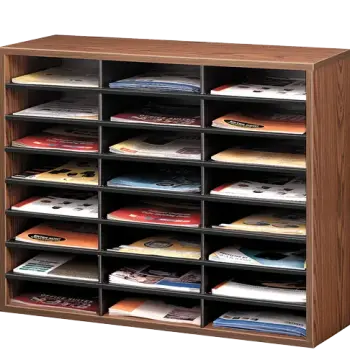 Literature Organizer - 24 Compartment Sorter, Medium Oak