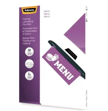 Glossy Pouches - Menu, 3 mil, 50 pack - Box of 5