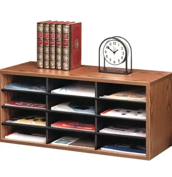 Literature Organizer - 12 Compartment Sorter, Medium Oak