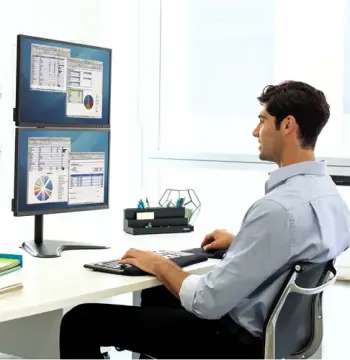 Professional Series Free-standing Dual Stacking Monitor Arm, image 5