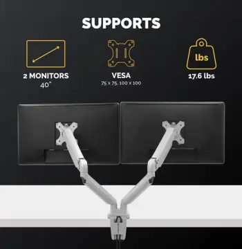 Platinum Series Dual Monitor Arm - Silver, image 2